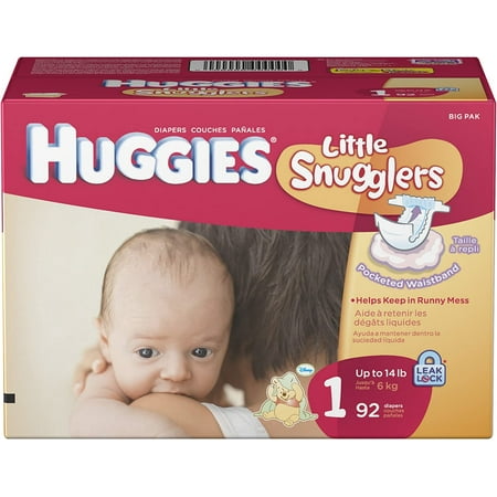 huggies little snugglers diapers, size 1, 92-count