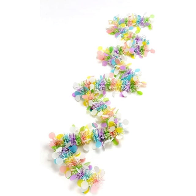 Guirnalda de oropel de Pascua de 2 m x 8,5 cm con confeti para colgar en primavera, material de PVC de alta calidad que garantiza durabilidad para todas sus celebraciones de primavera