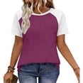 thumbnail image 4 of DISKEBUISS Women's Tops - Color Block Short Sleeve Round Neck Blouse for Out Going & Home Comfort Wear, 4 of 8