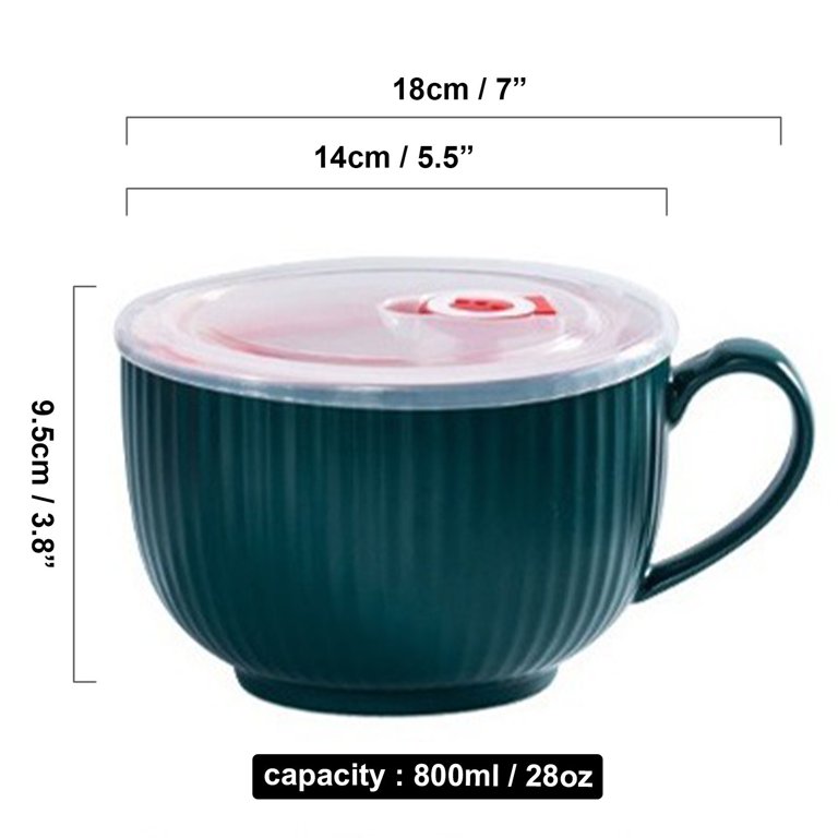 Qeeadeea Ceramic Soup Bowls With Lid, Large Soup Cup With Handle