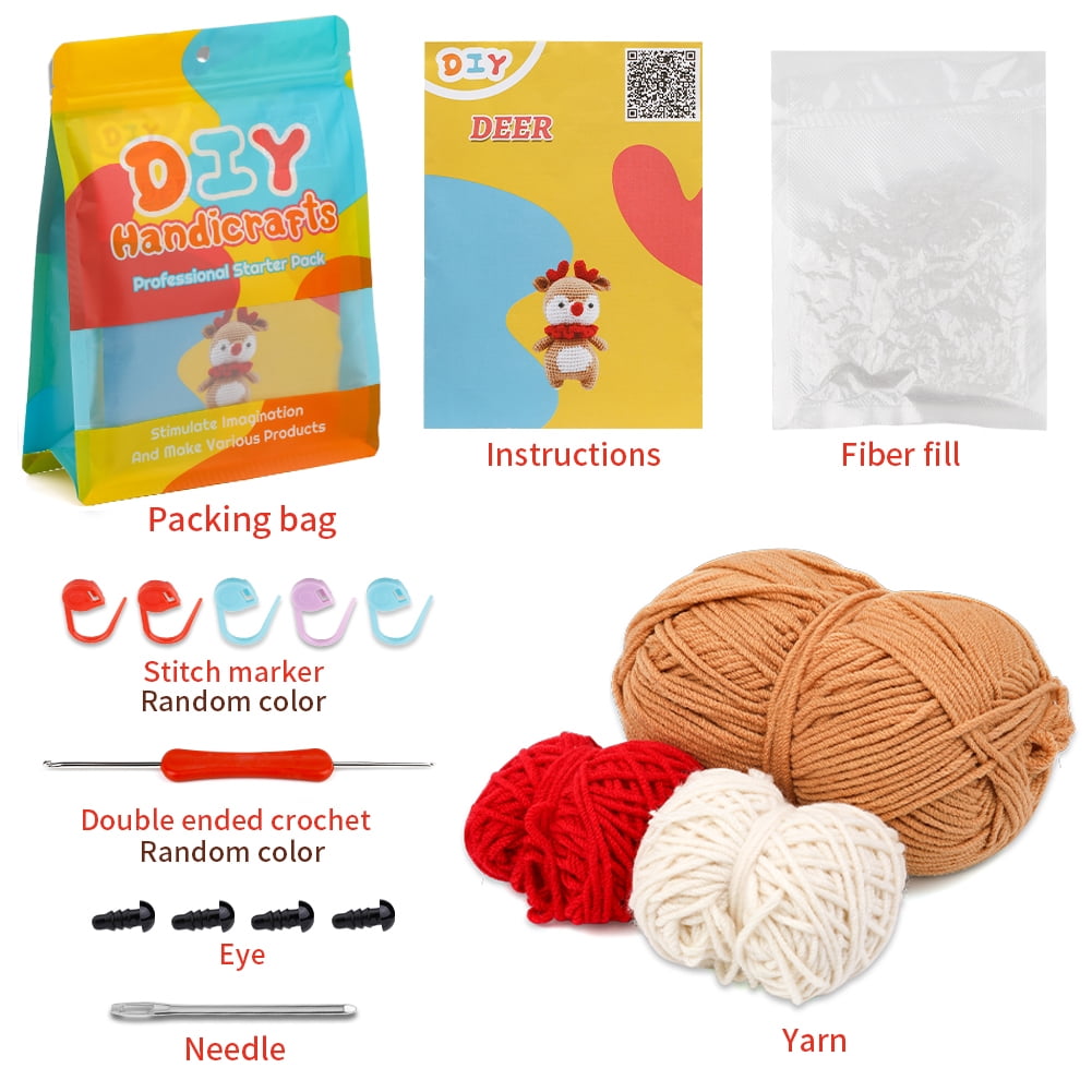  Beginners Crochet Kit, Crochet Animal Kit, Knitting Kit with  Yarn, Polyester Fiber, Crochet Hooks, Step-by-Step Instructions Video,  Crochet Starter Kit for Beginner DIY Craft (Dark Green Dinosaur) :  Everything Else
