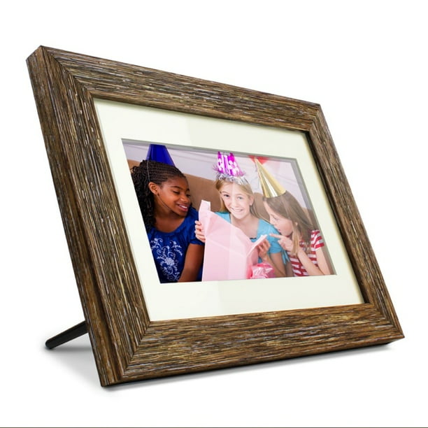 Aluratek 7" Distressed Wood Digital Photo Frame with Auto Slideshow