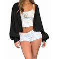 thumbnail image 3 of Women'S Button Down Cardigan Sweater Drop Shoulder Long Sleeve Casual Outerwear Black S, 3 of 8