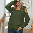 thumbnail image 5 of Ashirexll Winter Sweaters Pullover Sweaters for Women Button Neck Tops Off Shoulder Long Sleeve Knit Pullover Sweater Casual, 5 of 5