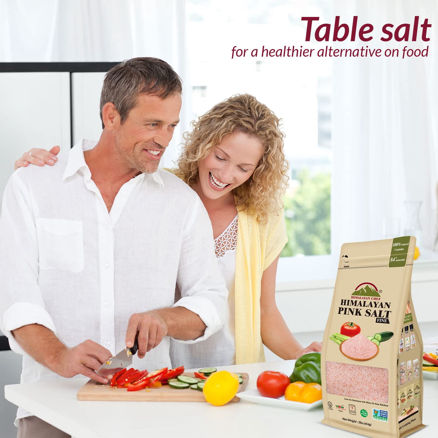 SALT 84 Pink Salt, Fine Grain, Natural and Pure Salty Flavor, 1 lbs Pack of 12 (Net Weight 12 lbs)