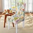 thumbnail image 5 of TSOVTHRID Floral Geometric Patchwork Print 5-Piece Tablecloth and Chair Covers Set, Stretchable Washable Spandex Table Cloth with Dinning Chair Cover for Home, Hotel, Banquet, Wedding, Party Decor, 5 of 7