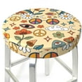thumbnail image 3 of Pofeuu 70s Hippie Style Print Round Bar Stool Covers - Super Soft and Washable Elastic Stool Cushion Slipcover Easy Clean Velvet-13 inch, 3 of 7
