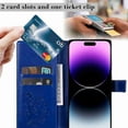 thumbnail image 4 of Dteck for Apple iPhone 15 Pro with Card Holder, Shockproof Magnetic Wallet Card Pocket PU Leather Kickstand Women Men Embossed Butterfly Wrist Strap Flip Folio Case, blue, 4 of 5