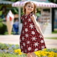 thumbnail image 5 of Gukieu Snowflakes On A Buffalo Plaid Christmas Print Girls' Flying Sleeves Nightdress, Round Neck Sleeveless Princess Dress, Nightgown and Home Clothes-Small, 5 of 6