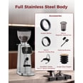 thumbnail image 5 of Tuni G3 64mm Flat Burr Coffee Grinder, 100 Grind Settings Stainless Steel  Electric Espresso Grinder with Single Dose Set | Commercial Grade Precision, Touchscreen | Anti-Static Tech (Silver), 5 of 9