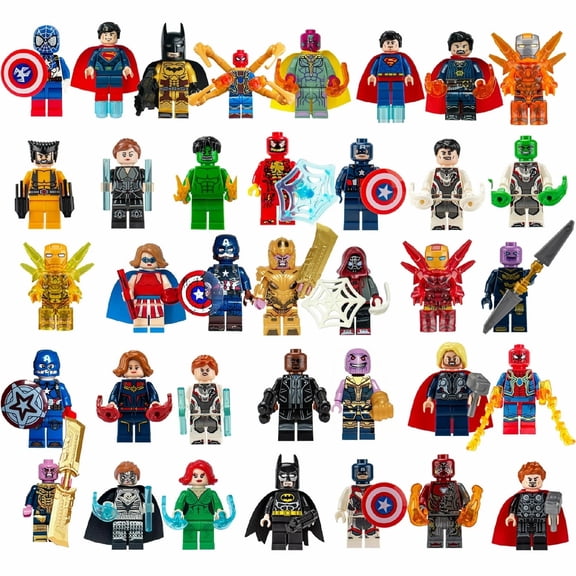 36 Pcs Super Hero Action Figures Building Kits, 1.77 Inch Multi-Color PVC Collectible Set, Great Gift for Boys & Kids