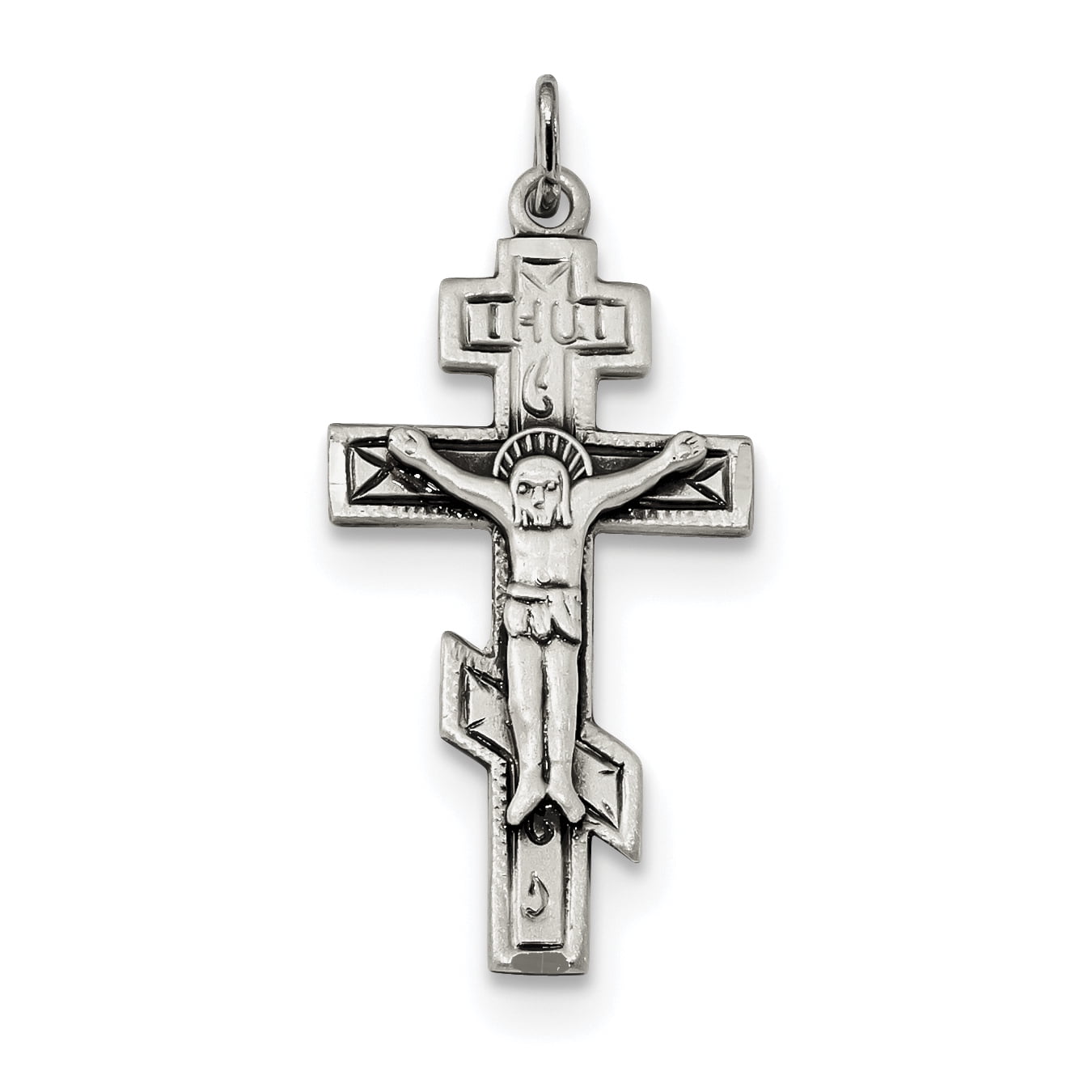 925 Sterling Silver Eastern Orthodox Crucifix Cross Religious Pendant ...