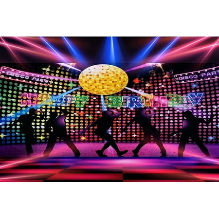 Happy Birthday Disco Banner 70s 80s 90s Fever Dance Let's Glow Crazy Neon Backdrop Background Hippie Party Decorations Supplies
