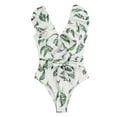 thumbnail image 5 of TIMIFIS Women's V Neck One Piece Swimsuit Ruffled Lace Up Monokini, 5 of 5