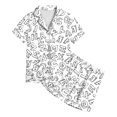 thumbnail image 4 of Teen Satin Pajamas Kids Letter Printed Button Down Sleepwear With Shorts 2PCS Summer Kids Pajamas Nightgown Girl Pajamas Size 10-12, 4 of 5