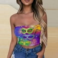 thumbnail image 1 of TIMIFIS Mardi Gras Femmes Hauts Courts Sans Bretelles Grande Taille Mode Carnaval Imprimé Sans Manches Tops de Fête, 1 of 4