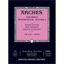 Arches Watercolor Pad - 9" x 12", 140 lb, Hot Press, Fold-over, 12 Sheets