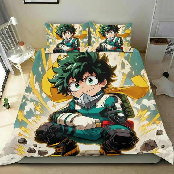 My Hero Academia Themed Bed Sheet Set Three Piece Set 53x79 Inches Comfortable And Skin Friendly Unique Design Creating A Star Studded Night