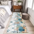 thumbnail image 4 of Runner Rugs 2x6 Ft, Teal Blue Coastal Non Slip Area Rugs for Kitchen Bedroom Entryway, Summer Beach Starfish Shell Coral Nautical Vintage Washable Carpet Runner Rug Floor Mats for Bedroom Home Decor, 4 of 8