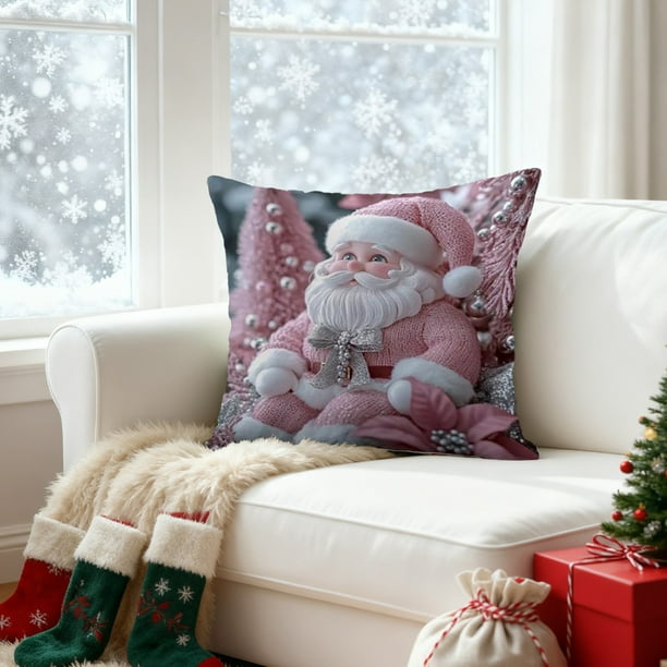 Fundas de almohada navideñas | Fundas decorativas para cojines de 45 x 45 cm | Tejido suave y afelpado con cremallera oculta para sofá, cama, sala de estar y decoración del hogar.