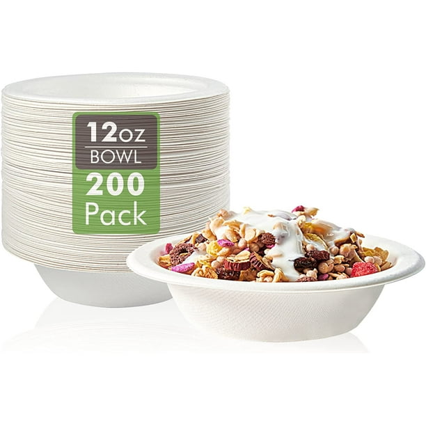 Vplus Compostable Disposable Paper Bowls, 12 oz, 200 Pack - Walmart.com