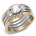 thumbnail image 1 of Women Two-Tone IP Rose Gold Stainless Steel Ring with AAA Grade CZ in Clear - Size 10, 1 of 1