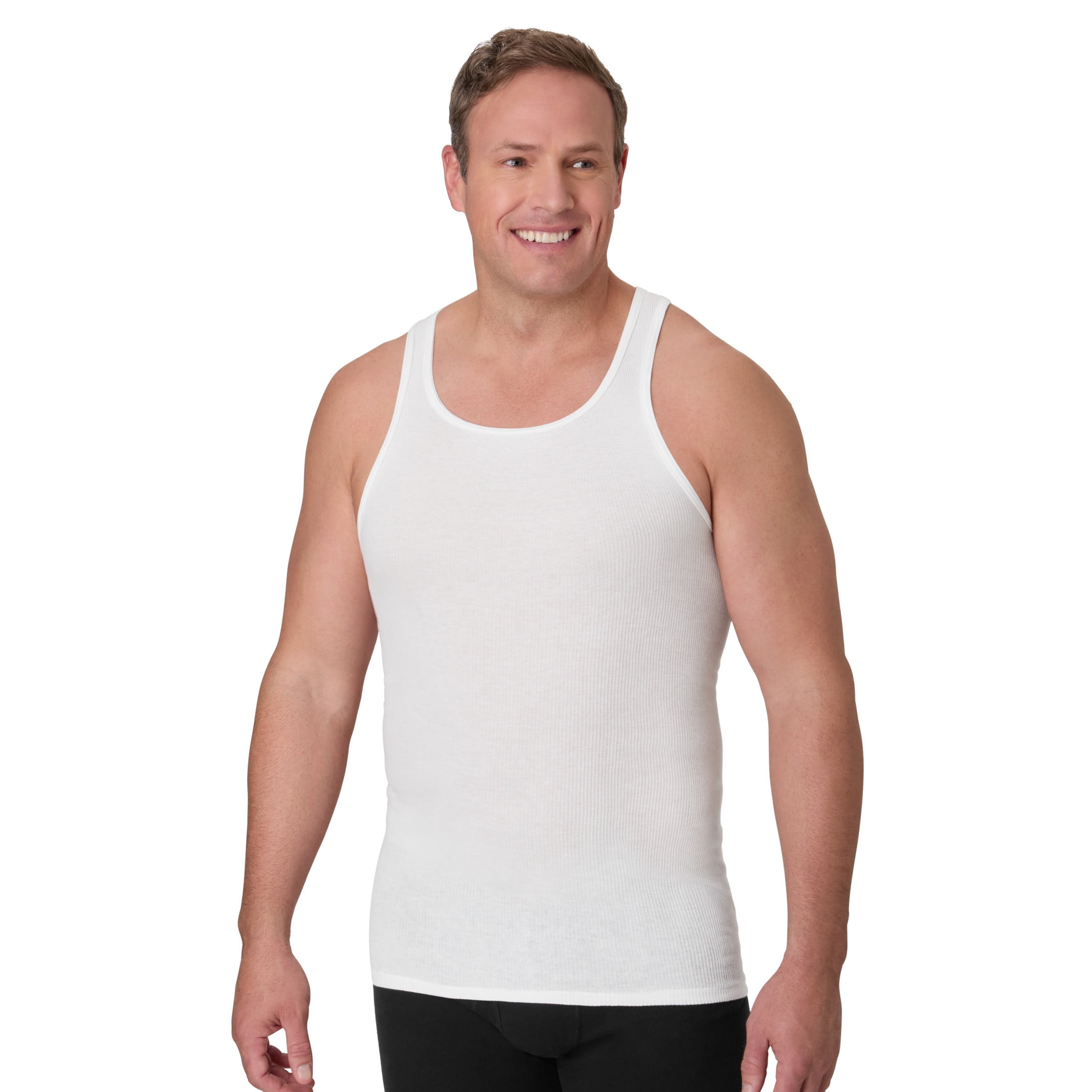 Hanes Tall Man Tank Undershirt Pack with Longer Length, Cotton, 3-Pack (Big & Tall Sizes)