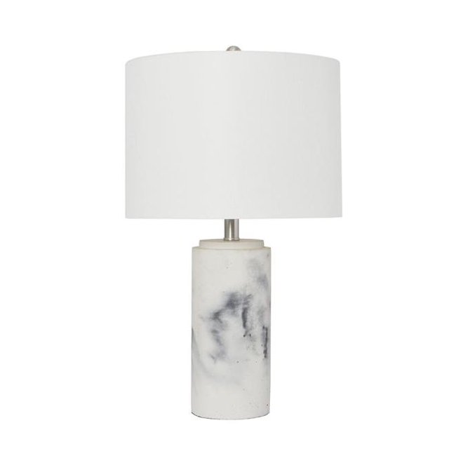 Lampe de Table en Marbre avec Abat-Jour en Tissu
