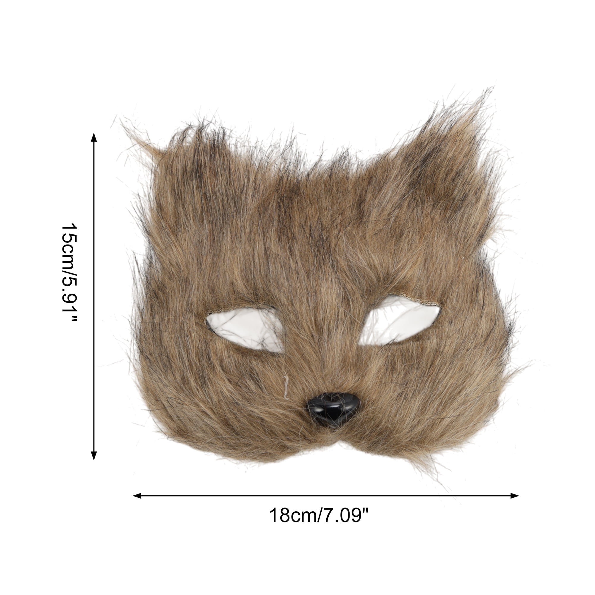 Unique Bargains 1 Pack Long-haired Foxes Party Mask Costume Events Brown