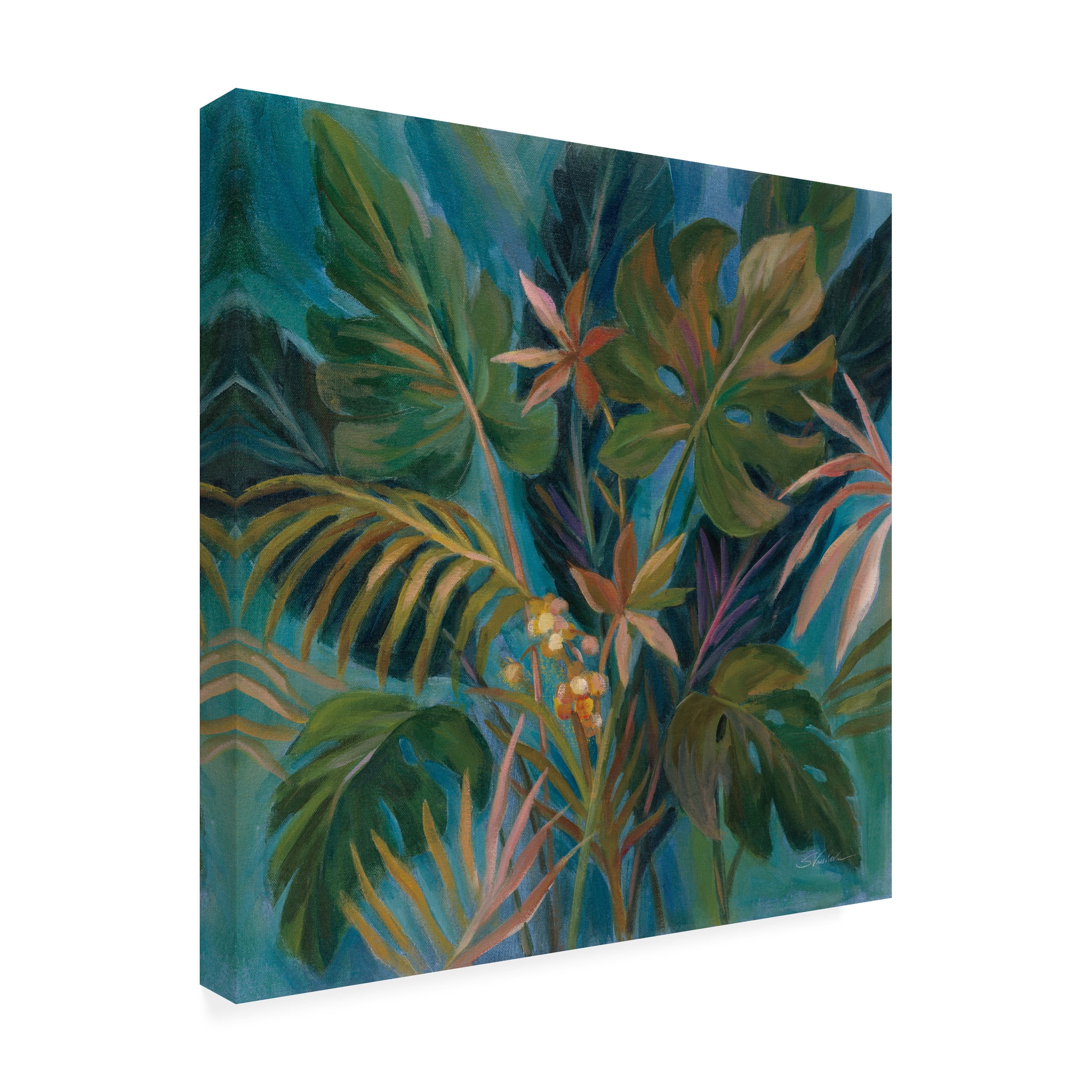 Silvia Vassileva 'Midnight Tropical Leaves' Canvas Art