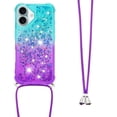 thumbnail image 3 of Funda para iPhone 16 Brillantina Líquida Divertida Reluciente y con Cristales en Movimiento Cuerpo Cruzado con Cordón Ajustable, 3 of 5