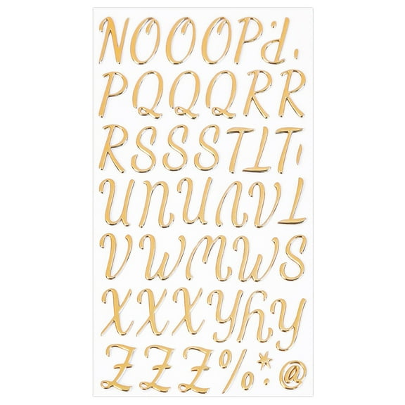 Gold Letter Stickers for DIY Crafts, High-Gloss Puffy Stickers for Scrapbooking, Journaling, Gift Wrapping, and Festive Decorations, Easy Peel and Stick Design