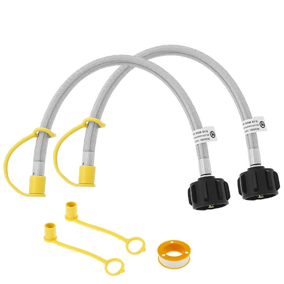 2Pcs 15in RV Propane Hose Versatile Weather Resistant Barbecue Propane Tank Hose with 1/4 Male NPT" Thread for Outdoor