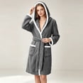 thumbnail image 6 of Sheghy Hooded Long Fleece Womens Robe Thick Absorbent Warm Loungewear Bathrobe, 6 of 7