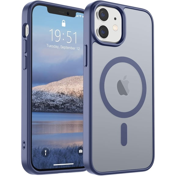 Mionbel Magnetic for iPhone 12 Mini Case & iPhone 13 Mini Case (Compatible with MagSafe) (Military Grade Drop Protection) Slim Translucent Matte Shockproof Phone Cover,Lavender Gray