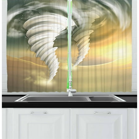 Tornado Curtains 2 Panels Set Abstract Hurricane Swirls With Sun Clouds On Desert Landscape Window Drapes For Living Room Bedroom 55w X 39l Inches