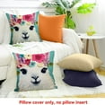 thumbnail image 4 of FCXZI Party Decor Birthday Gift Llama Flower Crown 100% Linen Pillow Covers for Home Sofa Couch 18x18in, 4 of 5