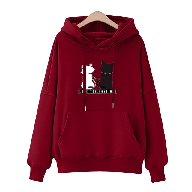 ICHUANYI Clearance Women's Winter Hoodie Sweatshirt Pullover Tops Long Sleeved Comfortable(Wine, L) ICHUANYI WER2023081010837