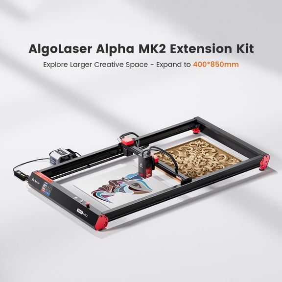 AlgoLa/ser Alpha La/ser Engraver, 20W Output La/ser Engraving Cutting Machine with Air Assist&Extension Kit, 33"x16" Large Working Area, WiFi App Control La/ser Engraver for Wood and Metal