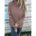 thumbnail image 6 of Women'S Oversized High Neck Chunky Pullover Cowl Neck Long Sleeve Winter Slouchy Loose Knit Sweaters Dark Brown XL, 6 of 8