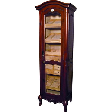 Case Elegance Luca Large Humidor Cabinet, Rich Brown Walnut Wood Finish ...