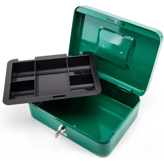 Caja metálica para efectivo de 10" con cerradura – Ideal para negocios, oficinas y uso personal