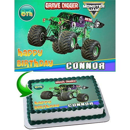 Monster Truck Grave Digger Monster Jam Edible Image Cake Topper