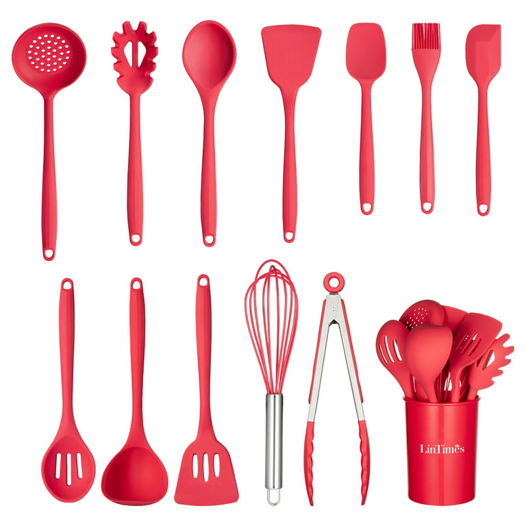 ABUKY Silicone Cooking Cutlery Set °C Heat Resistant Kitchen Utensils, Pot  Tongs, Scraper, Spoon, Brush, Whisk, Kitchen Utensils Tool Set for  Non-Stick Cookware, Dishwasher Safe (BPA Free) 