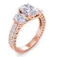 thumbnail image 6 of SuperJeweler 2 1/2 Carat Moissanite Oval Shape Three Stone Ring in 14 Karat Rose Gold for Women, 6 of 6
