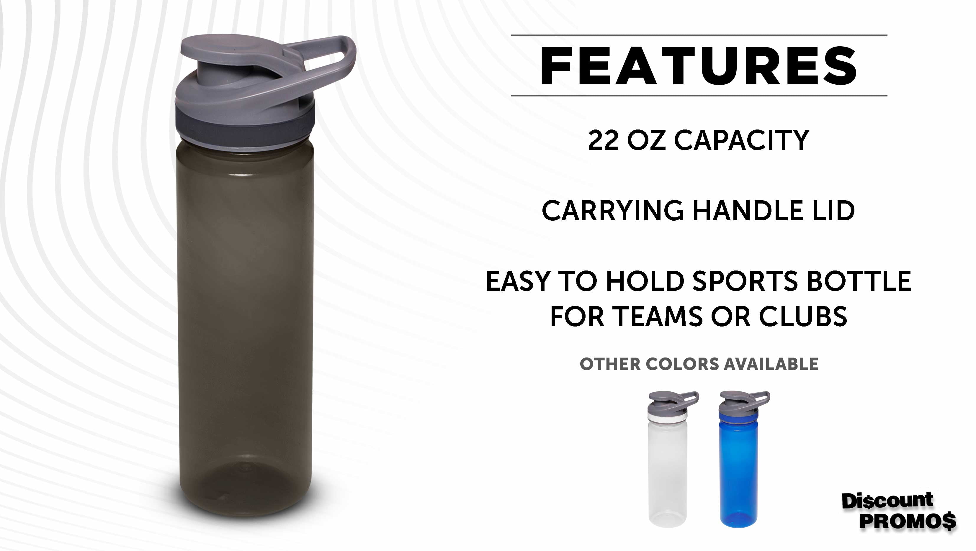 Sports Water Bottles 22 oz. Set of 10, Bulk Pack - Reusable, Leak proof, With lids - Charcoal