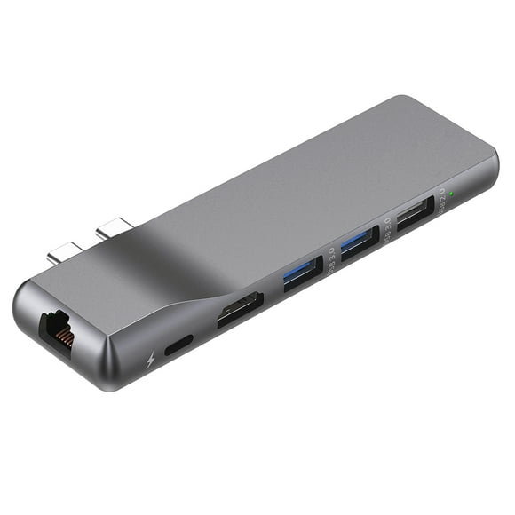 USB C Hub, MacBook Pro Adapter with 1Gbps RJ45 Gigabit Ethernet, 4K HD, Thunderbolt 3 100W PD, 3 USB Ports, 512GB SD/TF Card Reader Compatible with MacBook Air 2019/2018/ MacBook Pro