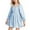 w93# Light Blue108, variant on Wuxian Girl Sundress Smocked Square Necked Long Sleeved Solid Color Knee Length Ruffled Skirt High Waist Fall Dress,Light Blue,18-24 Months