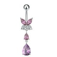 thumbnail image 3 of DESIGNICE Belly Button Ring,Butterfly Symbol Belly Ring,Heart-Shaped Accent Glow Belly Button Rings for Women,Style2, 3 of 5