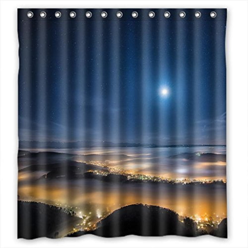YUSDECOR Light World Shower Curtain Polyester Fabric Bathroom Shower Curtain 66x72 inches